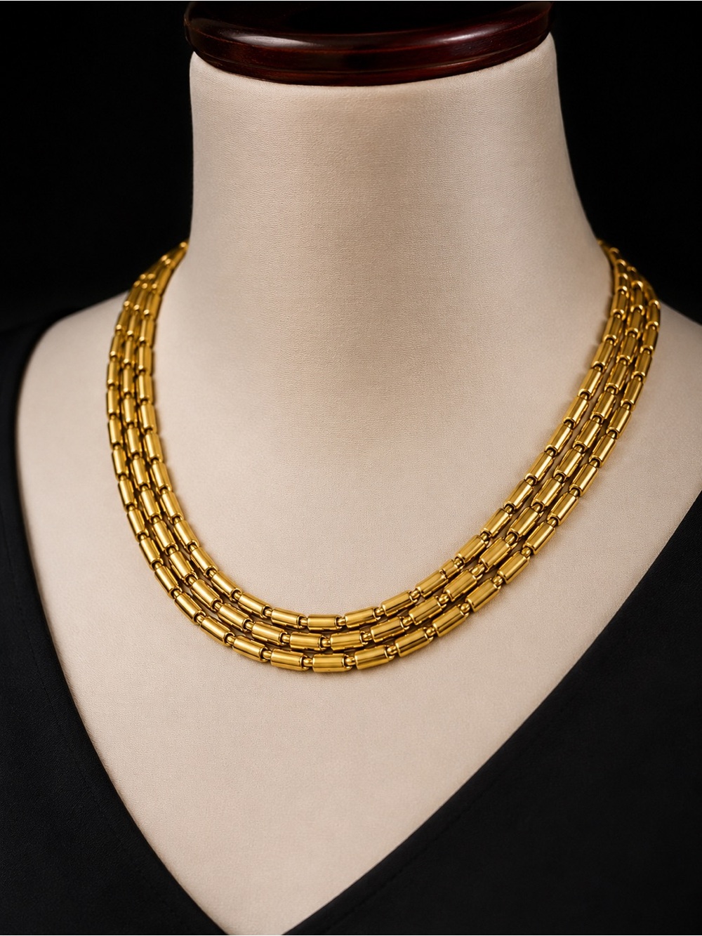 Vintage Gold-Tone Layered Necklace, 45 cm — Elegant 1980s Style
